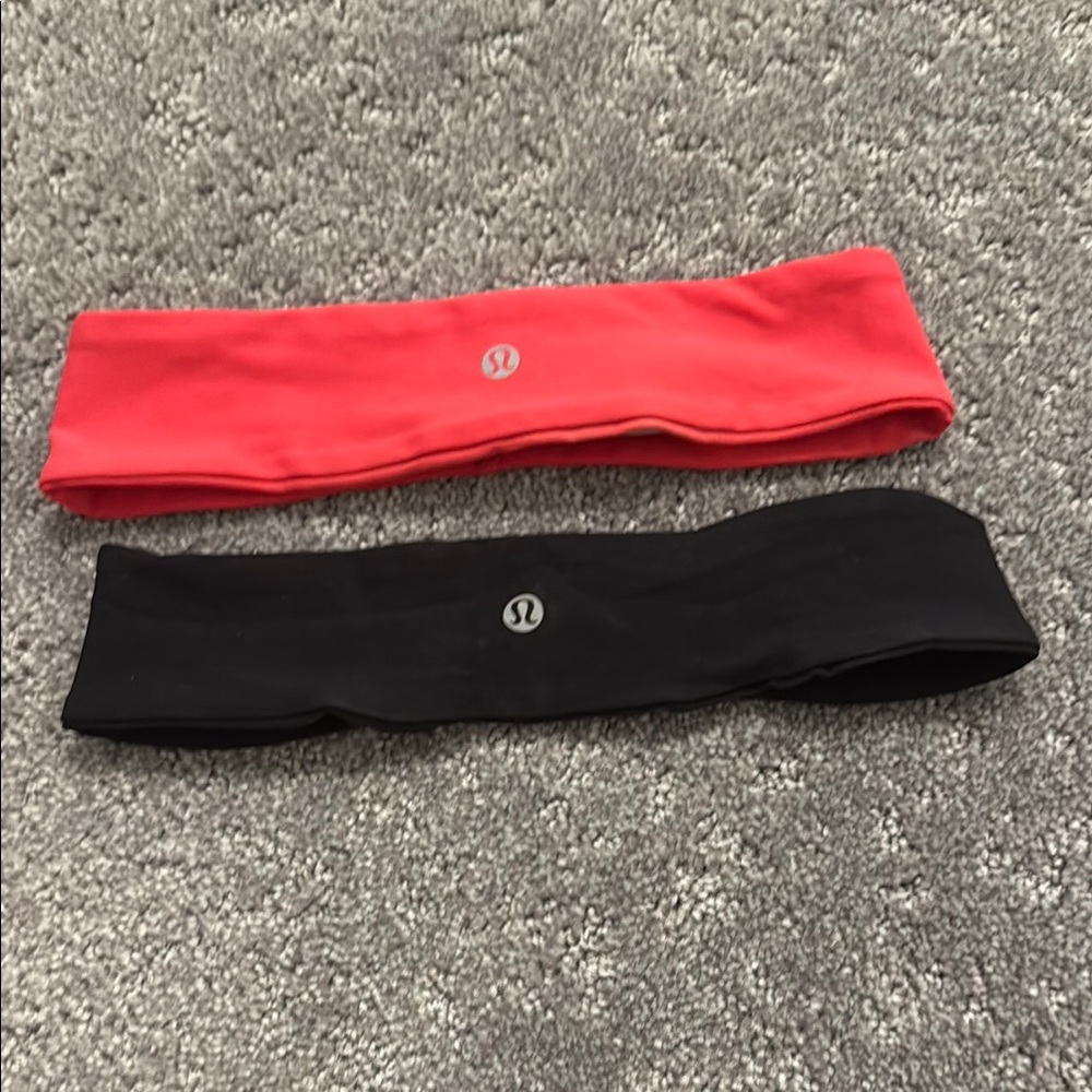 Lululemon Athletica Red and Black Headband Set